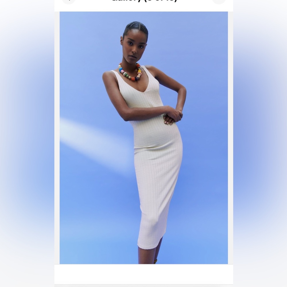 Zara Cream Ribbed Knit Dress